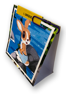 A close up of the back side of a book