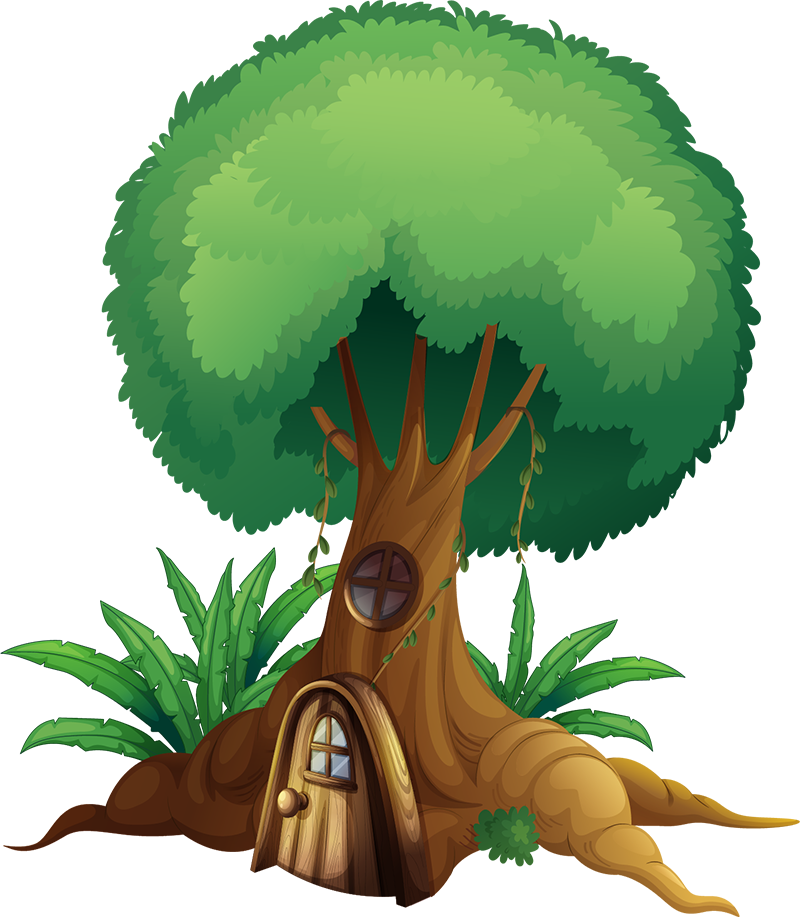 A tree with a house built into it